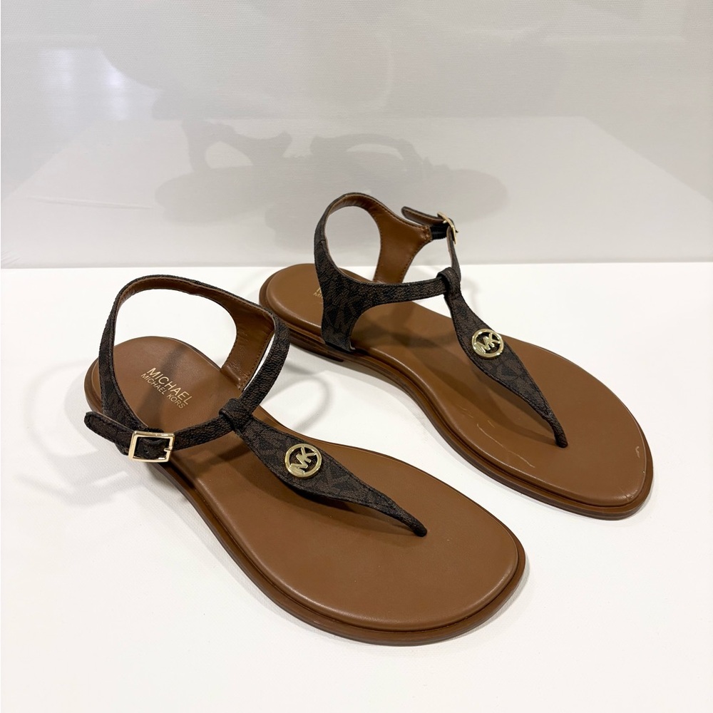 Michael Kors Dark Brown T-Strap Sandals